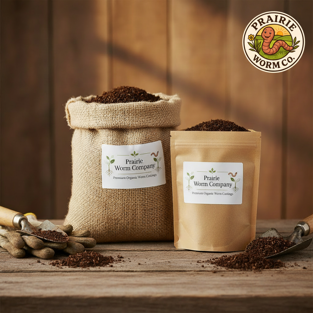 Worm Castings with Logo Top Right